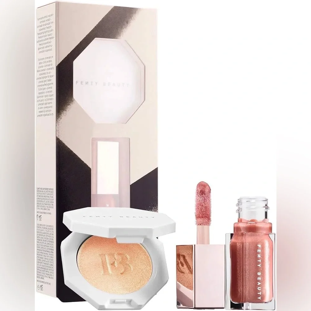 Fenty Beauty Bomb Baby Mini Set NIB Rihanna Glow Gloss Hustla Baby Highlighter